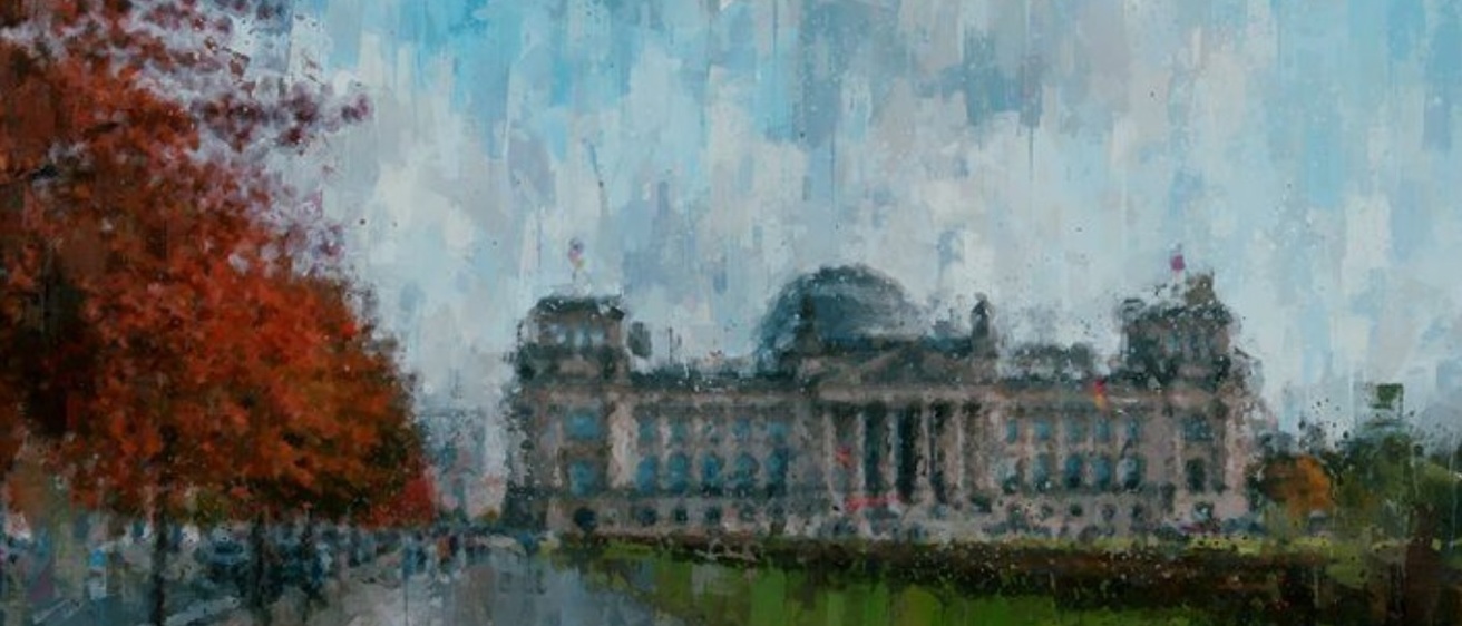 A painting of the Recihstag in Berlin